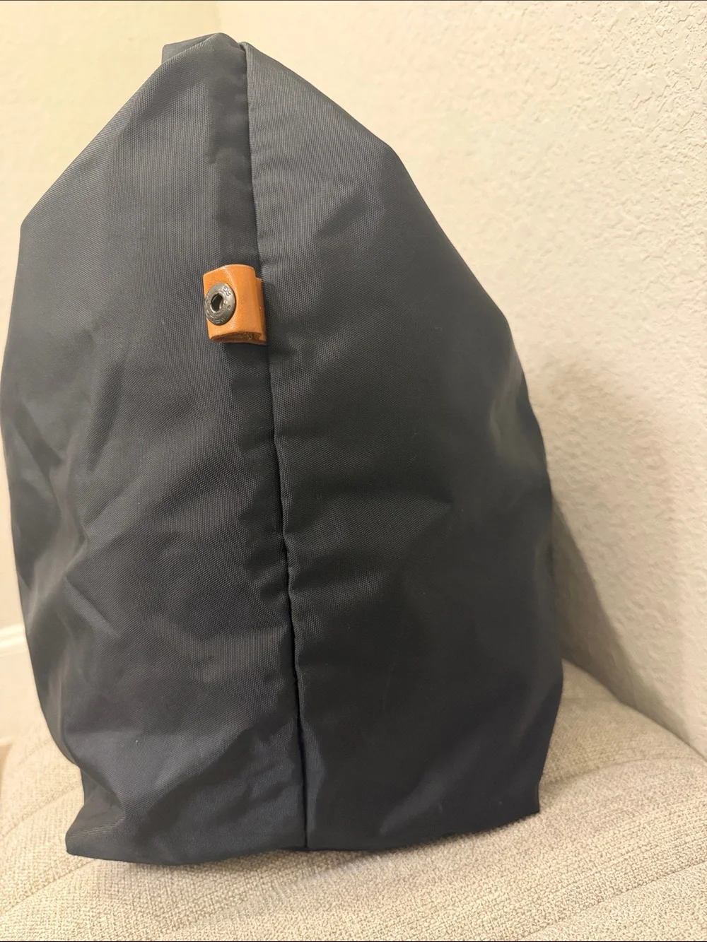 Longchamp Black Duffel Bag with Brown Leather Trim